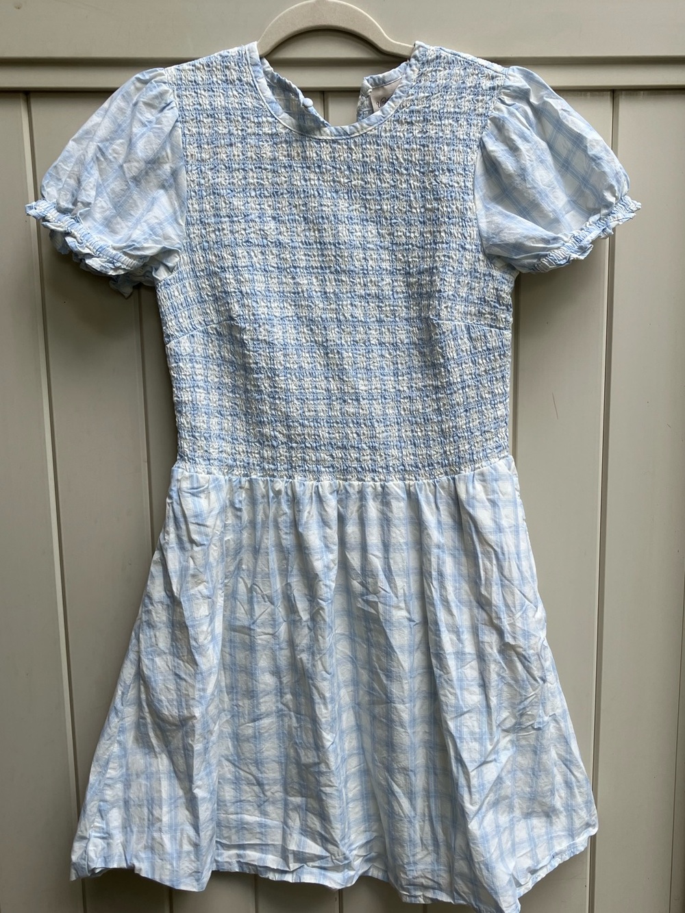 Cottagecore Twee women’s mini checked dress small coquette pastel blue